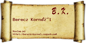 Berecz Kornél névjegykártya